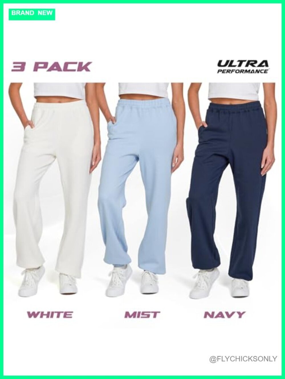Wide Leg Joggers 3 Pack with Pockets Sweatpants for Women Ultra Soft Fleece - Picture 3 of 7